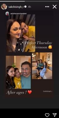 Sakshi Singh Dhoni's recent Instagram story. (Image: sakshisingh_r/Instagram)